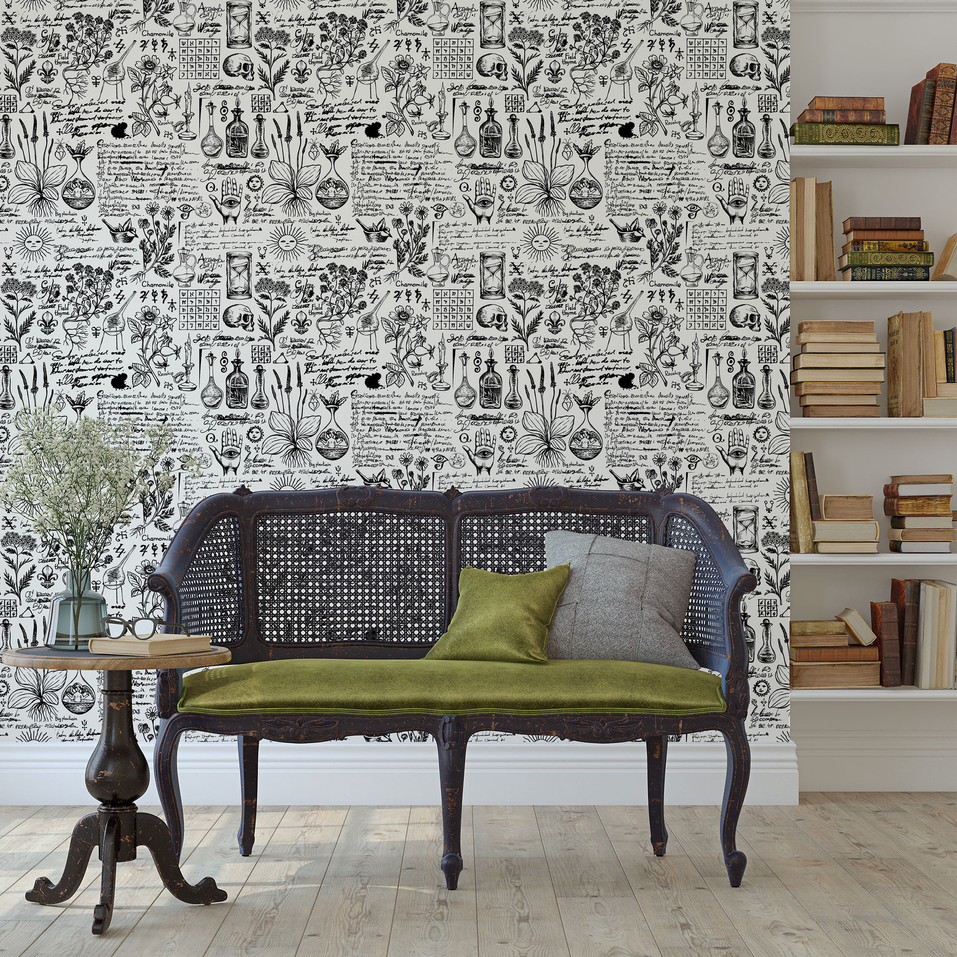 Black White Peel and Stick Wal - Herbal Wallpaper 评论和价格