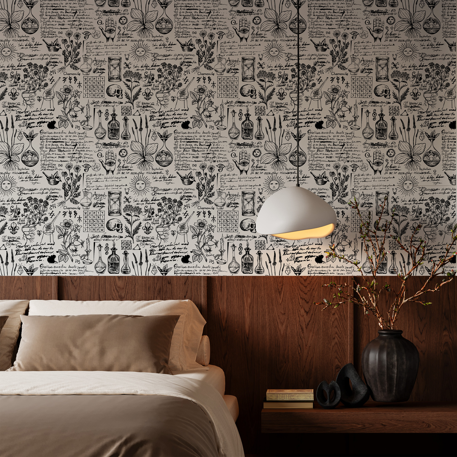 Black White Peel and Stick Wal - Herbal Wallpaper 评论和价格